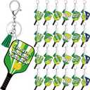 24 Pcs Dinkball Keychains for Women Men Dinkball Gifts Wooden Handmade Sports Keychains Inspirational Accessories for Sports Lovers Team Party Favors(Green, Classic)