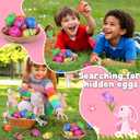 60 Pack 3 Inch Large Plastic Printed Easter Eggs, Empty Fillable Eggs Bulk for Easter Egg Hunt, Easter Basket Stuffers Fillers, Classroom Prize Supplies, Filling Treats and Party Favors