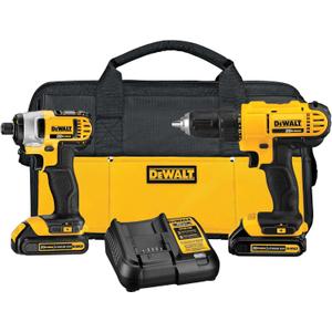 DEWALT 20V MAX Cordless Drill and Impact Driver, Power Tool Combo Kit , Includes 2 Batteries, Charger and Bag (DCK240C2)