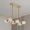 XINGQI Gold Linear Chandelier Sputnik 6-Light Rectangular Kitchen Island Light Fixture Metal Industrial Farmhouse Pendant for Dining Room, Living Room, Bedroom (6 Light-Rectangular-Gold)