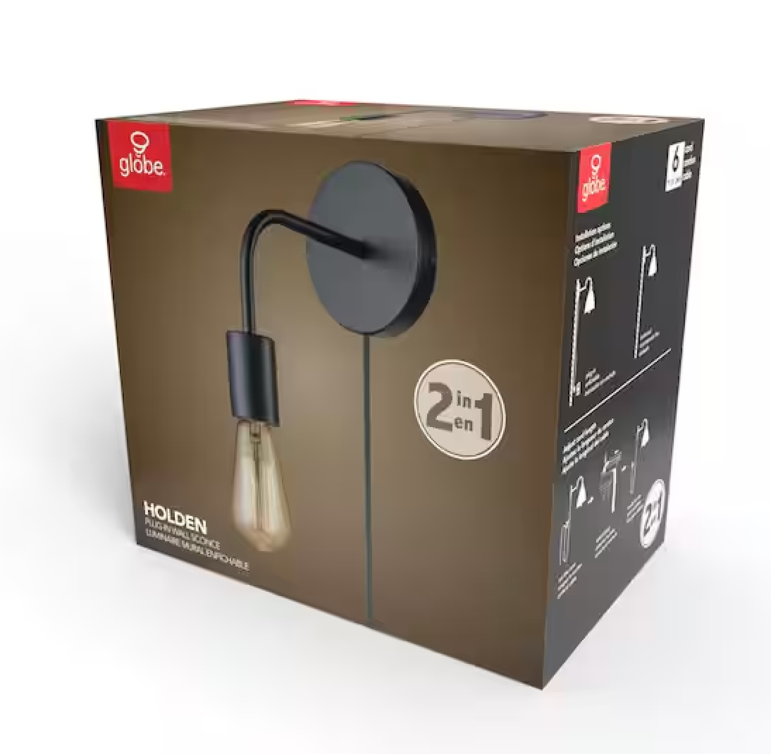 Globe Electric Holden Plug-in or Hardwire Wall Sconce