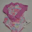 Angel season Girls Long Sleeve Swimsuits One Piece Rash Guard Bathing Suit UPF50+ Toddler Kids Zipper Swimwear Size 2-10 (9-10 Years, Pink Hawaiian)
