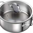 Cooks Standard Dutch Oven Casserole with Glass Lid, 7-Quart Classic Stainless Steel Stockpot, Silver