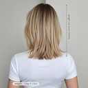 Glueless Bob Human Hair Wigs Short Golden Straight with Brown Roots Lightweight Natural Look for Women Daily Use (Blonde,10inch)