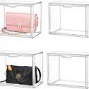 Clear Stackable Plastic Storage Bins with Magnetic Attraction Lid, Acrylic Box Display Case Showcase for Cosmetic, Large Figures Collectibles (4 Pack, X-Large)