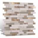 Nicesungdeco Peel and Stick 3D Natural Stone Mosaic Backsplash Tiles, 12" x 12" 5-Sheet Backsplash Self Adhesive Tiles for Kitchen Fireplace Vanity (Grey Gold)