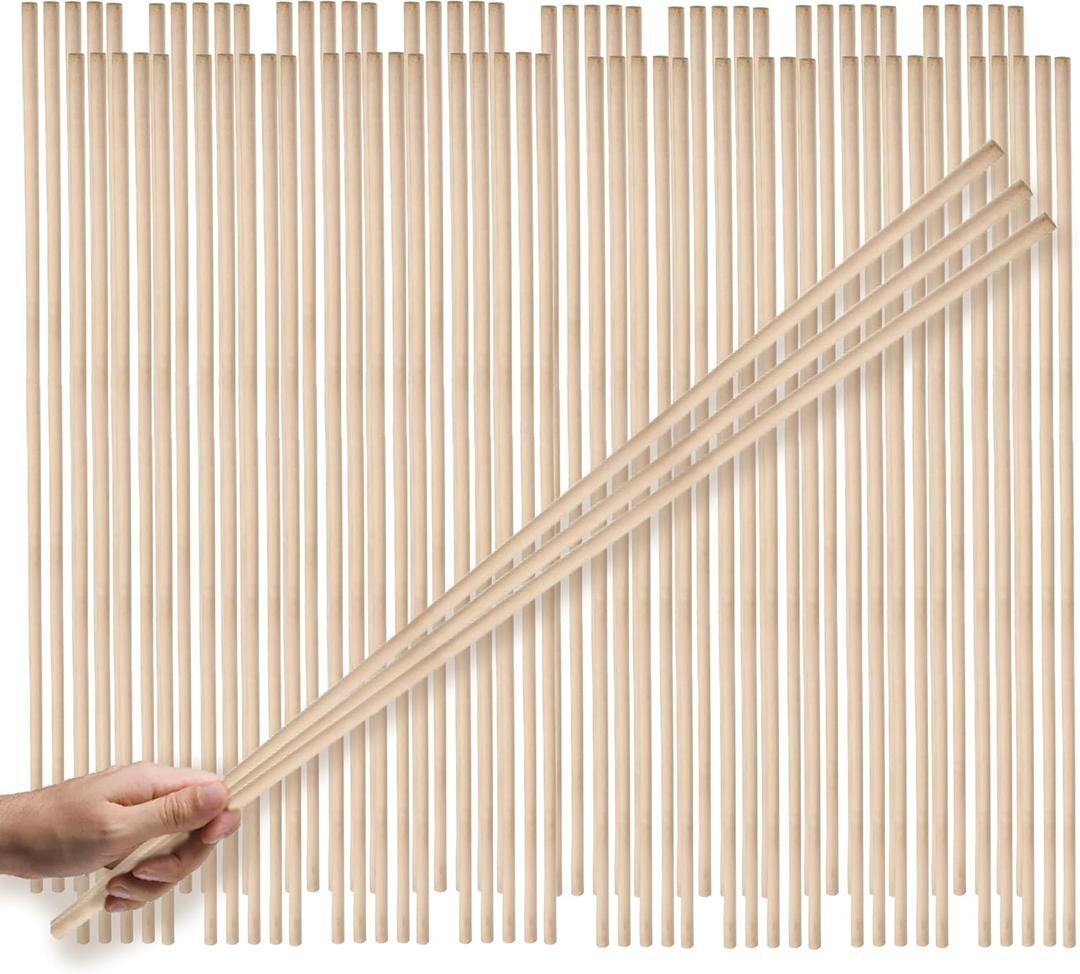 80PCS Wood Dowel Rod 24 Inch  Wooden Dowels 1/4 inch x 24 Inch for Crafts Wood Craft Sticks Bamboo Rod Bamboo Sticks Long for DIY Projects