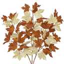3Pcs Fall Decor Artificial Maple Leaves Branches Fake Fall Leaves Stems Plants Faux Maple Shrubs Leaf Bushes for Home Kitchen Decor Autumn Thanksgiving Festival Party Decorations White