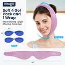 NEWGO Wisdom Teeth Ice Pack Head Wrap for Face Oral Surgery, Jaw Ice Pack for Face with 4 Hot Cold Gel Pack for TMJ, Tooth Extraction, Tonsillectomy Recovery - Purple
