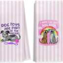 Funny Dog Kitchen Towels Decorative, Dog Lover Mom Lady Owner Gifts, Trendy Cute Pet Pink Striped Dish Hand Tea Towels for Bathroom, 16x24 Inches Set of 2