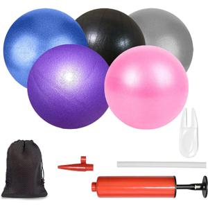 9 Inch Exercise Pilates Mini Yoga Balls Barre for Home Stability Squishy Training Physical Therapy Improves Balance with Inflatable Straw(5 PCS)