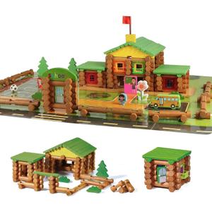 Wondertoys 269 Pieces Real Wood Logs Set Ages 3+, Classic Building Log Gift Set for Boys/Girls Creative Construction Engineering - Top Blocks Game Kit - Preschool Education Toy