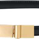 PU Leather Belts for Women Skinny Thin Waist Belt with Gold Buckle for Dresses (Fit Waist Size up to 37", Black1)