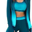 GRACE KARIN Women's 3 Piece Rash Guard Built-in Bra Long Sleeve UV Sun Protection Swimsuit Zip up Swim Top Shirt Modest (Blue, XL)