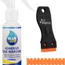 Perco Glue Off Adhesive Sticker Remover 3.3 fl. oz & Scraper with Plastic Razor for Removing Labels (Adhesive Sticker Remover & Scraper w/Plastic Razor)