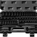 3/8" Drive Impact Socket Set 50-Piece, SAE (5/16-3/4) & Metric (8-22mm), Deep & Shallow with 3/8-Inch Ratchet Handle, 6 Points,Cr-V, Extension Bars, Universal Joint, Gift for Men