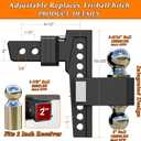 VNN Adjustable Drop Hitch - 8 Inch Drop 2 Inch Receiver Interchangeable 3 Solid Ball Mount 1-7/8", 2", 2-5/16"(15,000 LBS GTW), Heavy Duty Aluminum Trailer Hitch with Pads and Locking Sets, Black