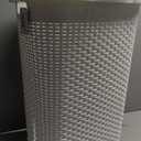 Mind Reader Slim Laundry Hamper with Lid, 60L Clothes Basket, Premium Wicker Design, Plastic, White