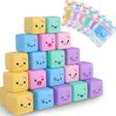 Soulchen 30 Pack Valentines' Day Slow Rising Stress Cube Gifts with Cards Fidget Stress Relief Balls Stretchy Fidget Toy for Anxiety for Adults Office Party Favor