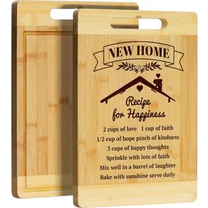 Kikcoin House Warming Gifts New Home - Bamboo Cutting Boards for Kitchen, Housewarming Gifts New Home Gift Idea for Women Men Homeowner, House Essentials for New Home, Large Cutting Board 13.8" X 9.8"