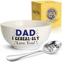 MAMAGIFTREE Dad's Cereal Bowl & Spoon Set - Large Ceramic Bowl (24 oz), Stainless Steel Spoon - Perfect for Cereal, Soup, Salad or Dessert - Father's Day Gift