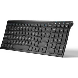 iClever BK10 Bluetooth Keyboard, Universal Bluetooth 5.1 Wireless Keyboard with Number Pad, Ergonomic Design, Multi-Device Compatibility, Stable Connection for Mac, iPad, iPhone, Android, Windows (Black)
