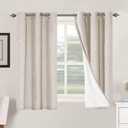 H.VERSAILTEX Primitive Linen Curtains 100% Blackout Curtain Drapes Burlap Curtains with White Thermal Insulated Liner, Grommet Top Drapes Living Room/Bedroom (2 Panels, 42 x 54 Inch, Natural)