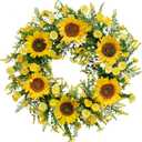 Well Known 21 Inch Sunflower Wreath for Front Door - Yellow Fall and Summer Decor - Handmade Silk Floral Arrangement for Home, Party, Festival, Wedding