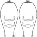 GO&SO 2 Pack Nickel Lamp Harp 8 inch with E26 UNO Light Base Set, Shade Holder Detachable Lamp Shade Adapter for Table & Floor Lamps,Heavy Duty Bracket DIY Light Fitting with Standard Saddle & Finial