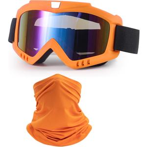 Dirt Bike Goggles with Face Mask, Motorcycle ATV Motocross Ski Goggles Racing Helmet Goggles (Orange)
