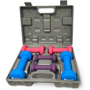 Gymenist Dumbbell Set With Hard Plastic Case Includes 3 Pairs And A Hard Travel Carry Storage Case (1LB - 2LB - 4LB)