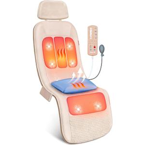 Full Body Massage Mat with Heat, Vibration Back Massager, Massage Chair Pad, 10 Vibration Motors, 2 Heating Levels, Removable Lumbar Traction & Relaxation, Foldable, Gifts