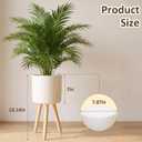 Plant Stand for Indoor Plants, Metal Planter Stand with Wooden Legs, White Flower Plant Pot Holder for Living Room, Office, Bedroom, Modern Home Decor