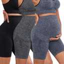 Lataly 3Pack Women's Maternity Shorts Over The Belly Yoga Biker Pregnancy Workout Running Active Shorts for Women (XL)