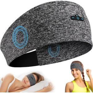 Headband Headphones Bluetooth Headband for Side Sleeper, 14 Hour Playtime, Wireless Headband with HD Stereo Speakers for Workout,Running,Yoga, Ideal Gifts for Men, Women, Teens, Grey
