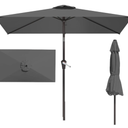Patio Kingdom 6.5' x 10' Rectangular Patio Umbrella Large Outdoor Market Umbrella w/UV Protection, Push Button Tilt and Crank Lift, Rectangle Table Umbrella for Garden, Deck, Pool, Patio, Light Gray