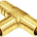 Joywayus 1" Hose Barb Tee T 3 Way Union Fitting Intersection/Split Brass Water/Fuel/Air