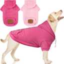 2 Pack Dog Hoodie Sweaters for Small Medium Dogs Warm Dog Clothes for Large Dogs Soft Waffle-Like Laminated Sweatshirt Bulldog (Pink+Rose, 3XL (Back: 29.5",Chest: 36.5", Neck: 27"))