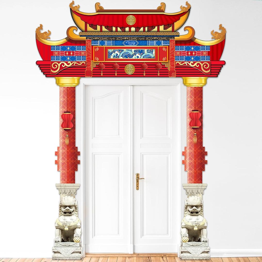 Chinese New Year Porch Banner 2026 Lunar New Year Door Decorations Chinese Spring Festival Themed Party Door Hanging Hibachi Japanese Backdrop for Years of The Horse Photo Booth Prop Outdoor Supplies