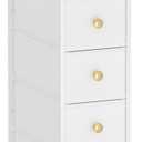 GiftGo Narrow Dresser Cabinet Vertical Slim Dresser Chest of Drawers Skinny Storage Tower for Small Spaces Gaps Closet Bedroom Bathroom Small Fabric Drawer Unit (White, 5 Drawers)
