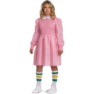 Disguise Eleven Pink Dress Costume for Kids, Official Stranger Things Costume Outfit, Child Size Large (10-12)