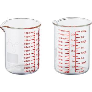 High Borosilicate Glass Measuring Cup-V-Shaped Spout,120ml(4OZ) Glass Measuring Beaker for Kitchen or Restaurant, Easy to Read(Pack of 2) (120 ML (4 Oz)-Pack of 2)