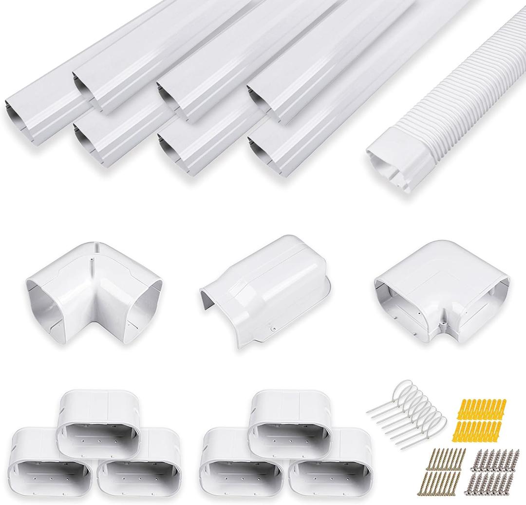 LyPrem 25Ft Mini Split Line Set Cover 4" PVC Line Cover Kit for Mini Split and Central Air Conditioner & Heat Pump