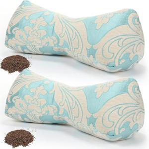 Leinuosen 2 Pcs Buckwheat Neck Pillow Neck Cervical Support Cylinder Pillows for Sleeping Adjustable Buckwheat Hull Filling Roll Sleep Accessories for Office Lunch Break Spa Pain Relief, 15 x 6 Inches