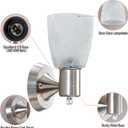 Wall Sconces Set of 2, Brushed Nickel Vanity Lights for Bathroom, Modern Wall Light Fixtures with Rotary Switch, Wall Mount Light with Frosted Glass, Farmhouse Wall Lamp for Bedroom Living Room