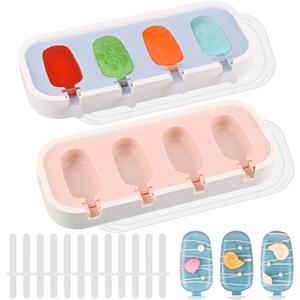 WMKGG 1.2 oz Super Mini Popsicle Silicone Molds for Kids, 2 PCS Classic Homemade Ice Pop Molds With Sticks and Lid, Stackable Ice Cream Molds