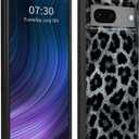 for Pixel 7 Case,Dual Layer Hybrid (Built-in Dustproof Cap) (Magnetic Car Mount) Shockproof Drop Protection Impact Phone Cover Case for Google Pixel 7 6.3 inch,Black Leopard Print