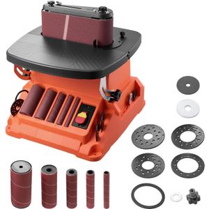 VEVOR Oscillating Belt and Spindle Sander, 2400RPM Benchtop Spindle Sander with 5/8" Stroke, 5 Sleeves (1/2" - 2") & 24" x 3.86" Sanding Belt for Woodworking, Furniture Finishing, DIY Projects