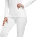 WEERTI Thermal Underwear for Women Long Johns with Fleece Lined Base Layer Women Cold Weather Top Bottom (White, M)