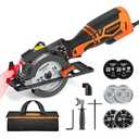DOVAMAN Circular Saw, 5.8A 4-1/2" Circular Saw w/Laser, Metal Auxiliary Handle, 6 Blades (4½", 4¾"), Cutting Depth 1-11/16" (90°), 1-3/8" (45°), Ideal for Wood, Soft Metal, Plastic, Tile - MCS01A, Orange 